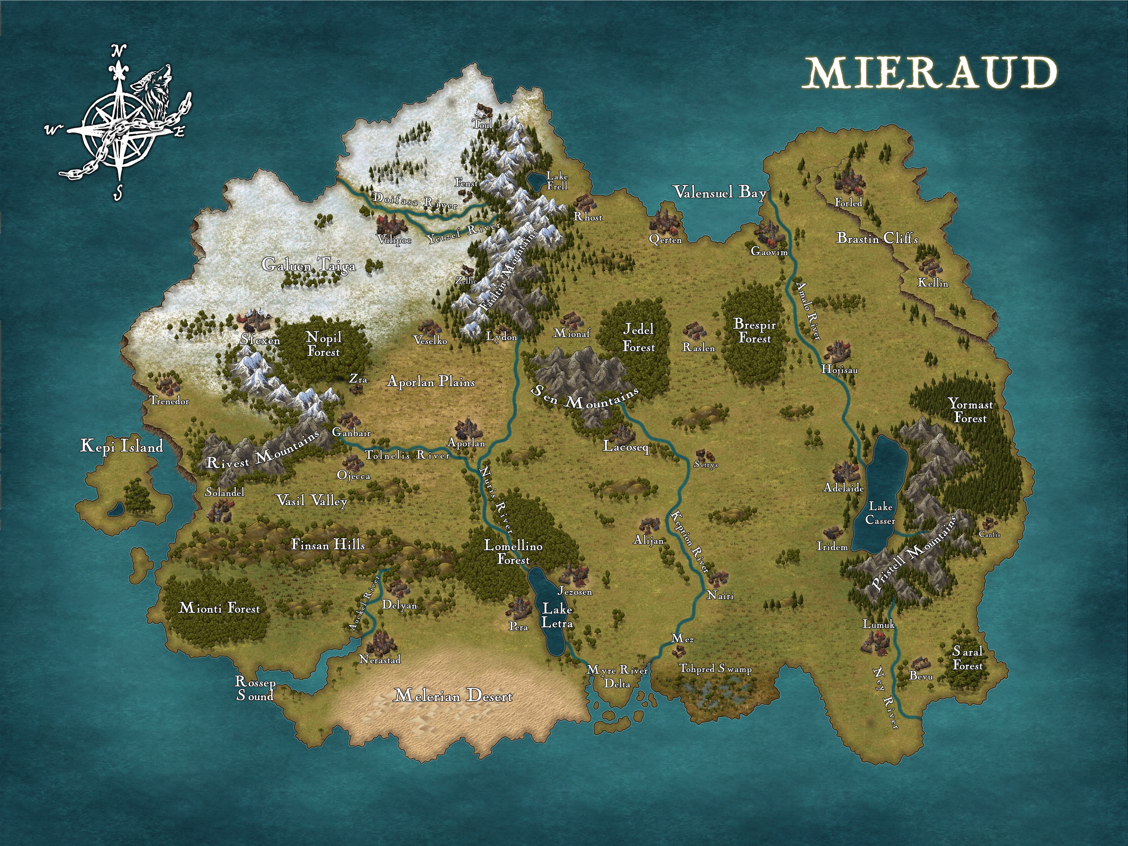 Map of the Continent of Mieraud